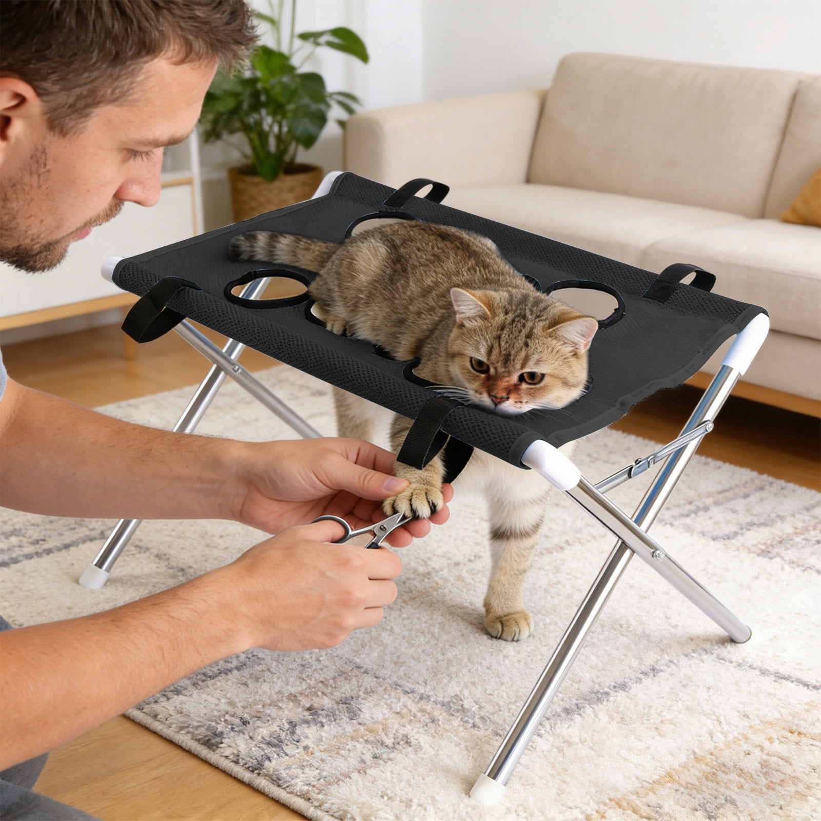Pet Grooming Hammock Bathing Sling Bed Dog Cat Nail Trimming Grooming Harness Adjustable Anti Scratch Support for Pet Grooming Bath Nail Care Hair Trimming Home Salon Use Small Pet Grooming Tool