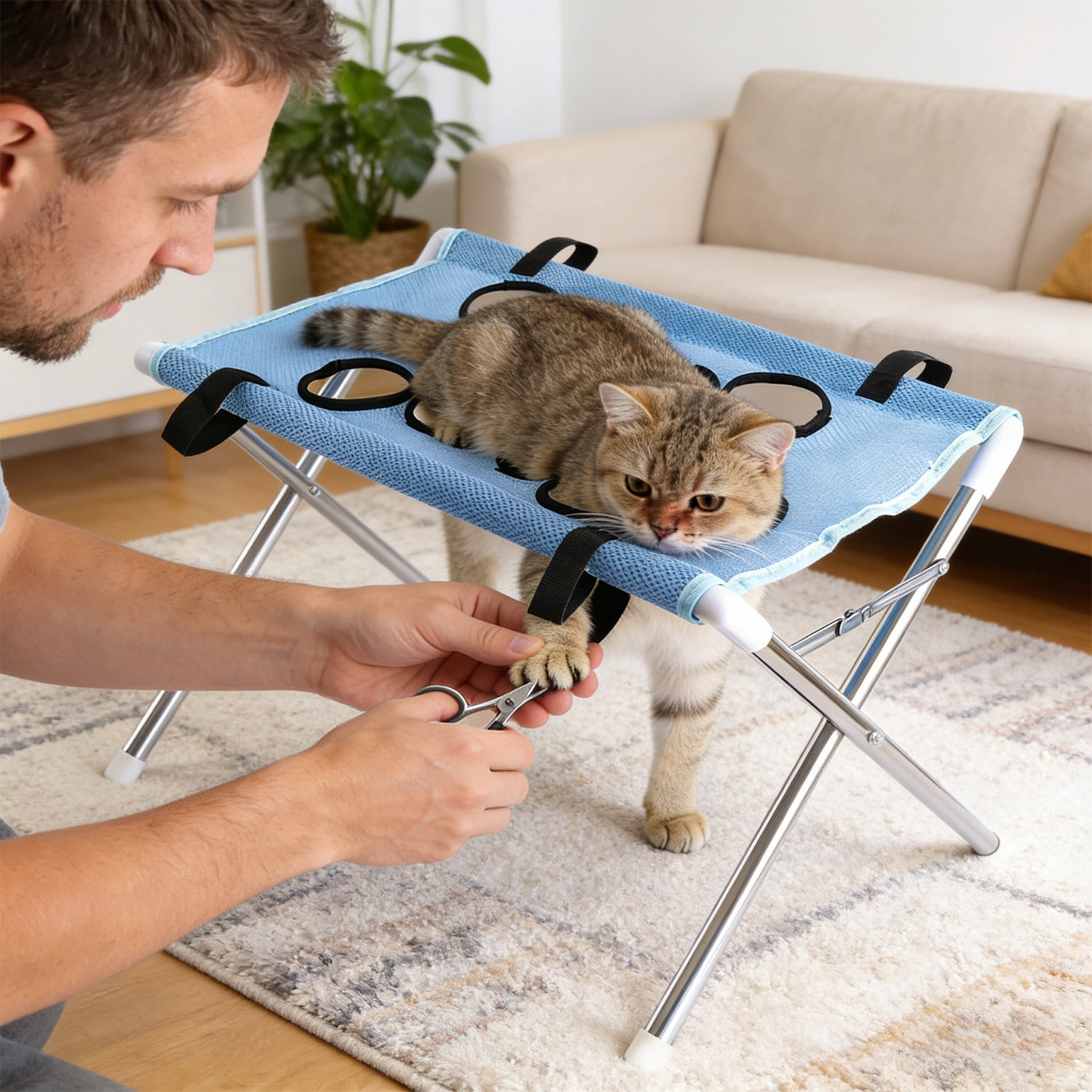 Pet Grooming Hammock Bathing Sling Bed Dog Cat Nail Trimming Grooming Harness Adjustable Anti Scratch Support for Pet Grooming Bath Nail Care Hair Trimming Home Salon Use Small Pet Grooming Tool