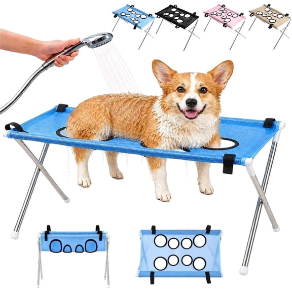 Pet Grooming Hammock with Foldable Metal Stand, Breathable Mesh Bathing Restraint Stand for Nail Clipping, Hair Trimming, for Small Dogs, Puppies, Cats