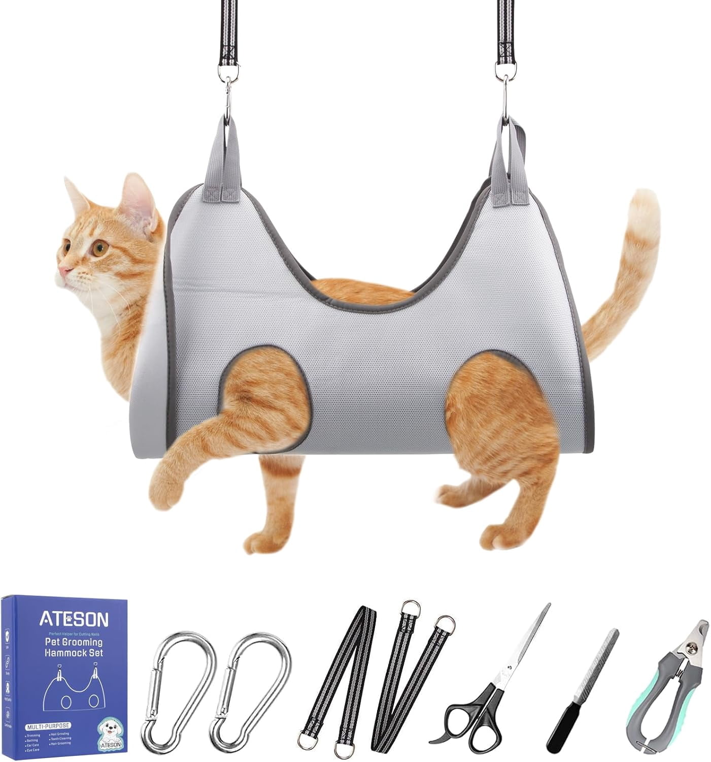 Pet Grooming Hammock Harness for samll Dogs & Cats,Dog Grooming Hammock with Nail Clippers, Nail File, Scissors