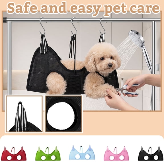Pet Grooming Hammock Restraint Bag - Anti-Bite Bathing & Nail Trimming Helper for Dogs & Cats (5 Colors, S/M/L/XL, Polyester)