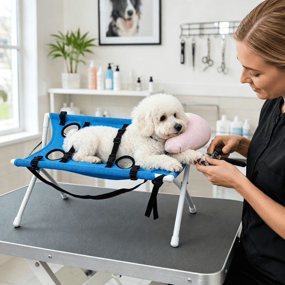 Pet Grooming Hammock With Soft Pillow, Dog Grooming Hammock For Nail Trimming Bathing, Safe Restraint Sling For Small Medium Dogs