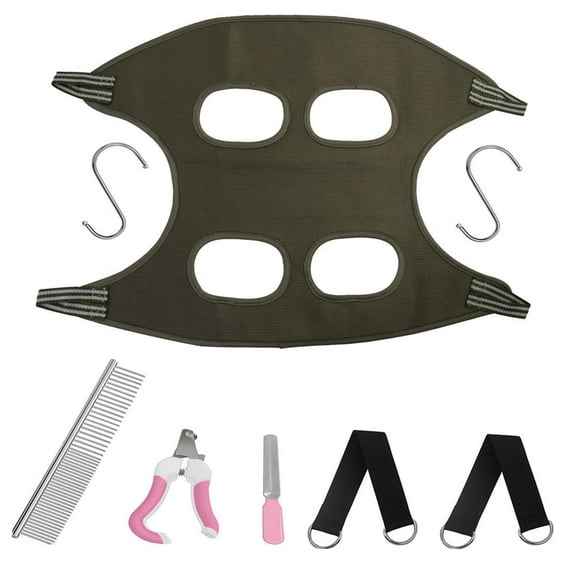 Pet Grooming Hammocks ,Restraint Bag ,with two hooks ,Hammock Helper for Small Medium Dogs Trimming ,Cat Nails Clipping Assistant ,Pet Supplies Green S