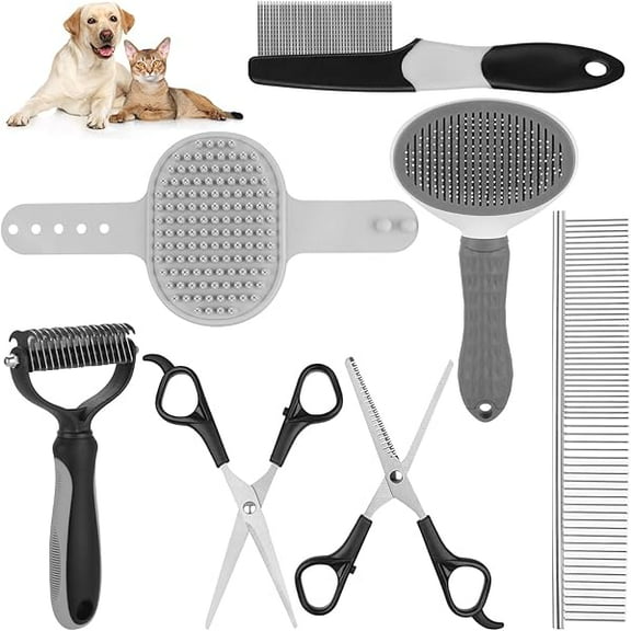 Pet Grooming Kit with Pet Shedding Slicker Brush, Bath Massage for Rabbit, Puppy, Kitten, Pet Grooming Kit With Multiple Combinations, Pet Supplies