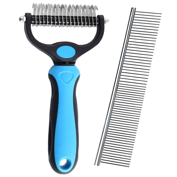 Pet Grooming Rake, Denbek Double-Sided Deshedding Dematting Tool, Undercoat Rake for Dogs & Cats, Extra-Wide Dog Grooming Brush & Deshedder Comb for Long Hair