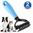 thumbnail image 1 of 2 Pack Dog Grooming Rake, Double Sided Dematting Comb for Cats & Dogs, Deshedding Undercoat Brush for Long-Haired Pets, Reduces Shedding, 1 of 7