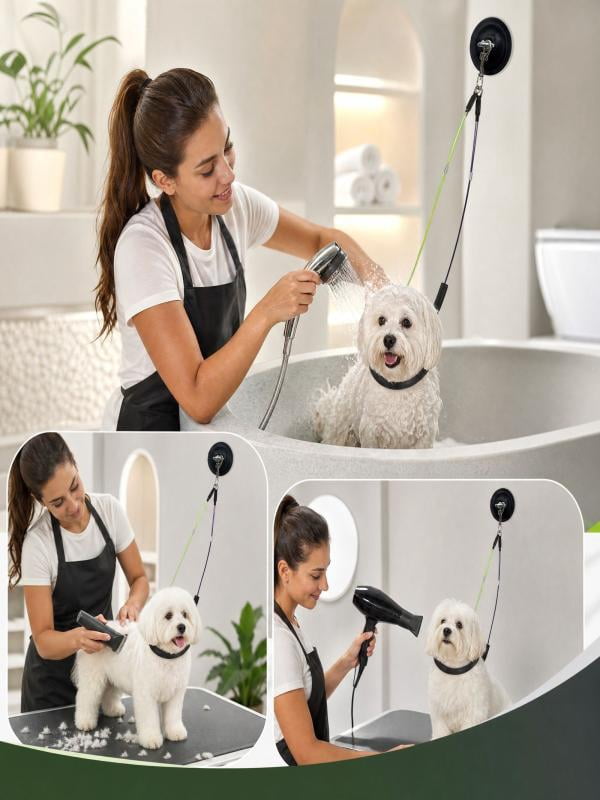 Pet Grooming Restraint, Suction Cup, Padded Loops, 24.4in Total Length ...