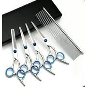 Pet Grooming Scissors Kit, Straight Curved Dog Cat Cutting Thinning Shears Kit6.5inch Kit