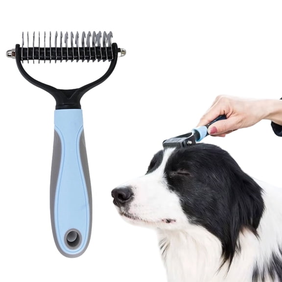 Pet Grooming Tool, Double-Sided Shedding & Dematting Undercoat Rake for Dogs & Cats