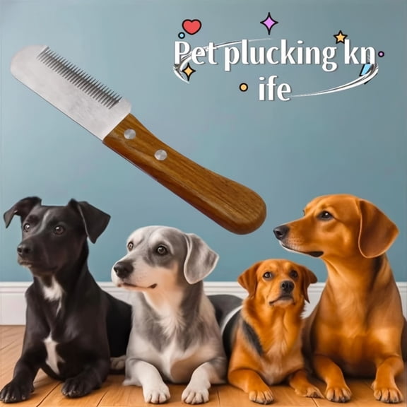 Pet Grooming Tool, Pet Removal Tool, Dog Shedding Tool, Cat Comb for Shedding, Stainless Steel 6 Inch Wooden Handle Pet Remover, 1 Piece Handheld De-Shedding Blade to Strip Loose