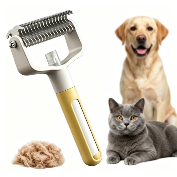 Pet Grooming Tool with Spray,Deshedding Dog Brush for Shedding,Dual-Sided Dematting Comb for Dogs and Cats,Undercoat Rake Pet Brush for Long Hair