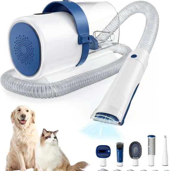 Pet Grooming Vacuum Kit with Clippers, 5 in 1 Dog Cat Hair Trimmer for Home,
