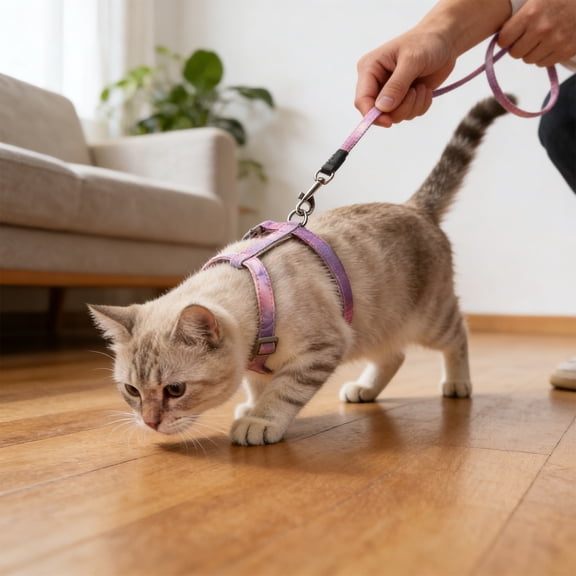 Pet H-Shaped Chest Harness and Leash Set, Adjustable Anti-Breakaway Walking Leash with Sturdy Metal Hardware, Gradient Series Traction Safety Lead for Cats and Small Dogs, Outdoor Daily Use