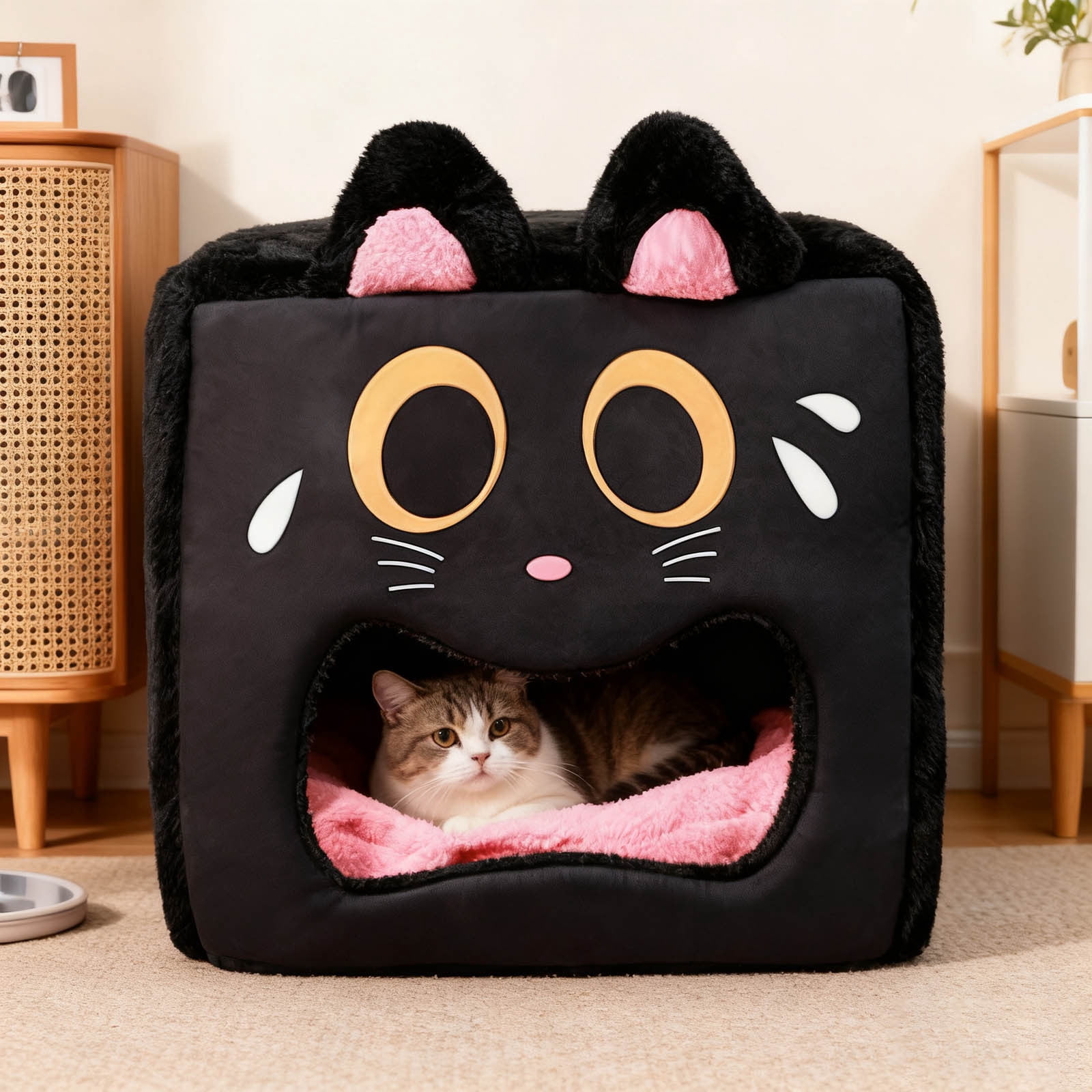 Pet Habitat Enclosure for Cats - Cozy Indoor Sleeping Tent for Living Room Bedroom Home Farmhouse Garage Winter Warmth Quiet Den for Restful Naps and Play