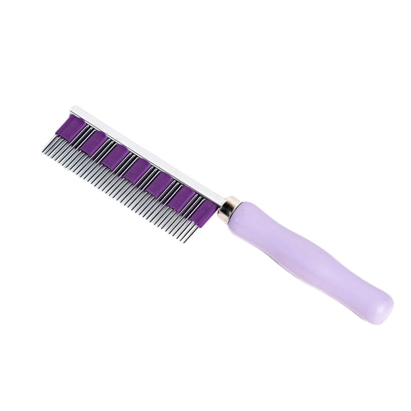Pet Hair Comb for Shedding and Detangling,Metal Grooming Tool for Rabbits Cats Dogs, Gentle on Skin with Rounded Tines,Effective for Long Short Fur,Easy to Clean,Durable Carbon Steel Design,Purple