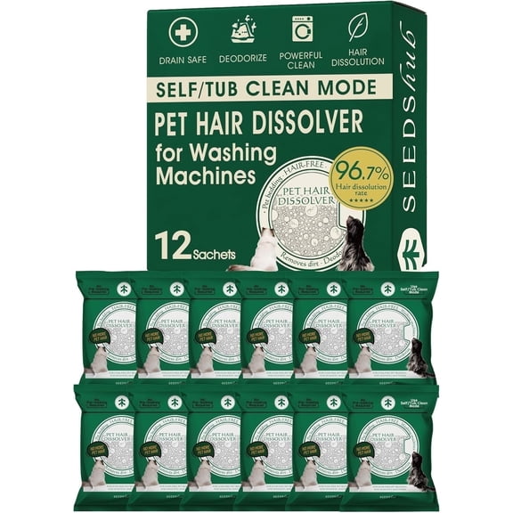 Pet Hair Dissolver for Washing Machine, Pet Hair Remover for Laundry, 96.7% Dissolution Rate, Dog Hair Remover, Cat Hair Remover, Up to 12 Months of Use, HE/Top/Front-Load Compatible, Septic Safe