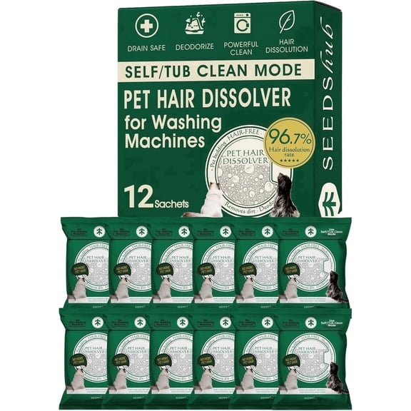 Pet Hair Dissolver for Washing Machine, Pet Hair Remover for Laundry, 96.7% Dissolution Rate, Dog Hair Remover, Cat Hair Remover, Up to 12 Months of Use, HE/Top/Front-Load Compatible, Septic Safe