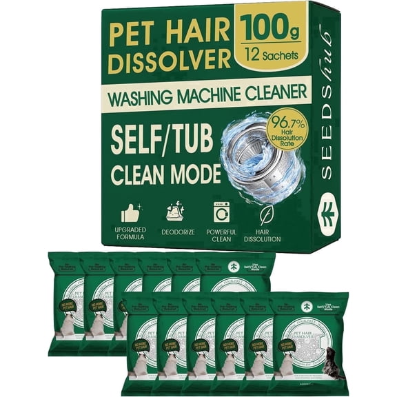 Seedshub Hair Dissolver for Washing Machine, Pet Hair Remover for Laundry, 96.7% Dissolution Rate, Dog Hair Remover, Cat Hair Remover, Up to 12 Months of Use, HE/Top/Front-Load Compatible, Updated