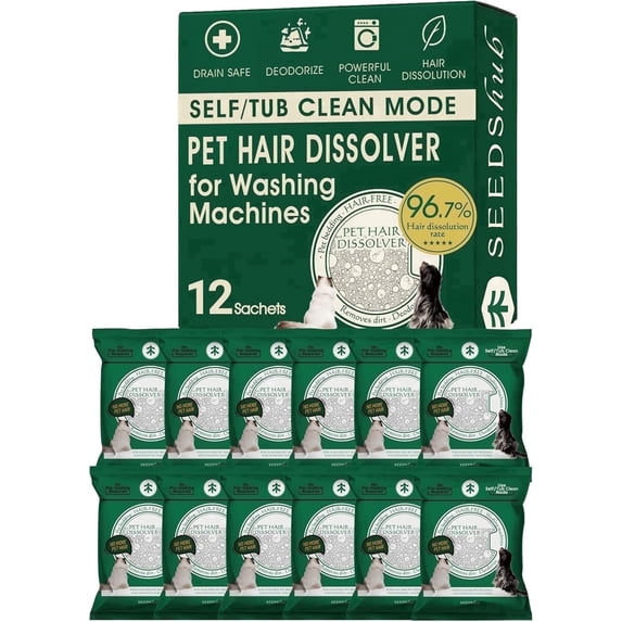 Pet Hair Dissolver for Washing Machine, Pet Hair Remover for Laundry, 96.7% Dissolution Rate, Dog Hair Remover, Cat Hair Remover, Up to 12 Months of Use, HE/Top/Front-Load Compatible, Septic Safe