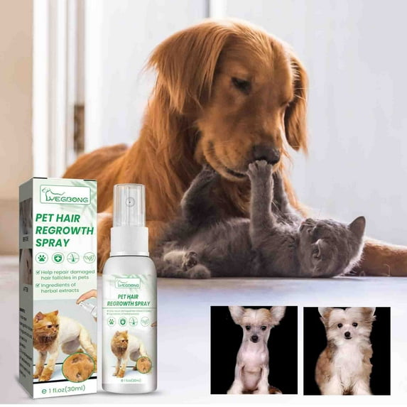 Pet Hair Growth Spray – Dog & Cat Hair Enhancer for Bald Spots & Hair Loss, Natural Plant-Based Hair Follicle Repair & Fur Conditioner, Moisturizing & Softening Pet Grooming Spray, 30ml