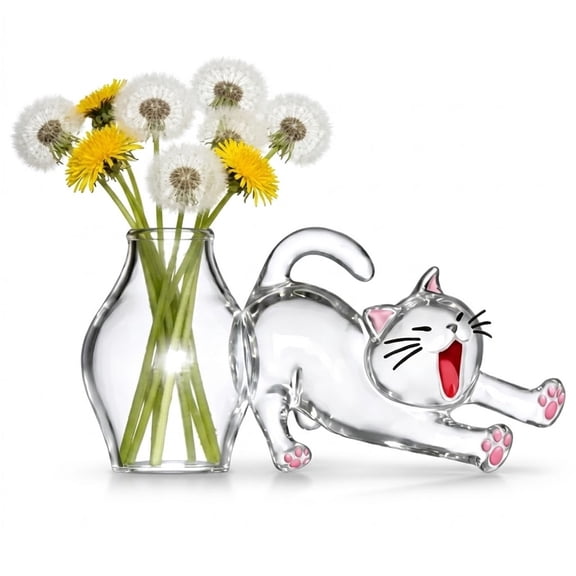 Pet Hair Keepsake Box Cute Cat Shape Magnetic Memorial Gift - Mini Flower Vase Fridge Magnet Board Clip