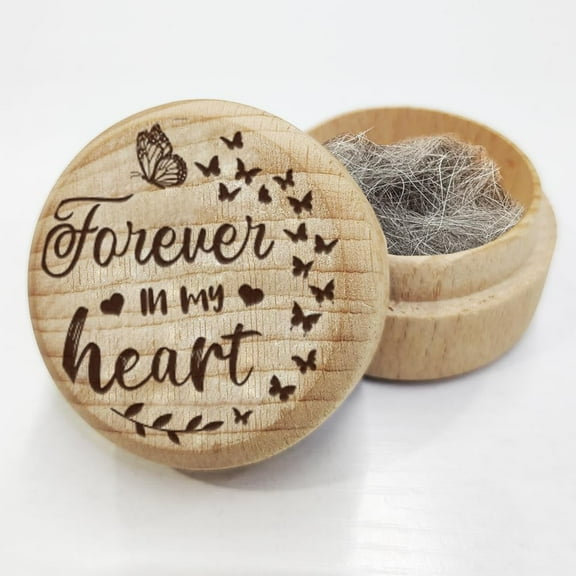 Pet Hair Keepsake Box Wooden Pet Loss Memorial Box Forever in My Heart Memorial Box for Cat Dog Memorial Gifts Pet Lovers Storing Cats Dogs Hair Teeth Nails Bone Ashes DIY Word