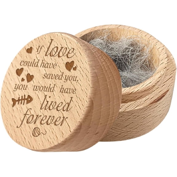 Pet Hair Keepsake Box Wooden Pet Mini Fur Memorial Box Dog Cat Hair Ashes Container Custom Pets Small Memorial Urn Loss Sympathy Gift for Storing Dogs Cats Hair Teeth Nails Ashes 2 x 1.6in