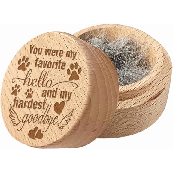 Pet Hair Keepsake Box Wooden Pet Mini Fur Memorial Box Dog Cat Hair Ashes Container Small Memorial Urn Paw Engraving Loss Sympathy Gift for Storing Pet Hair Teeth Nails Ashes 2x1.6in Colorful DIY