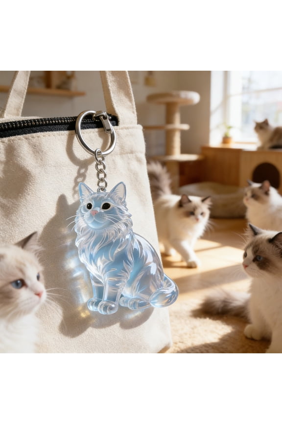 Pet Hair Keepsake Keychain Memory Box, Pet Memorial Pendant for Dog and Cat Fur, Acrylic Hair Storage Locket Key Ring, Remembrance Gift for Pet Lovers and Owners