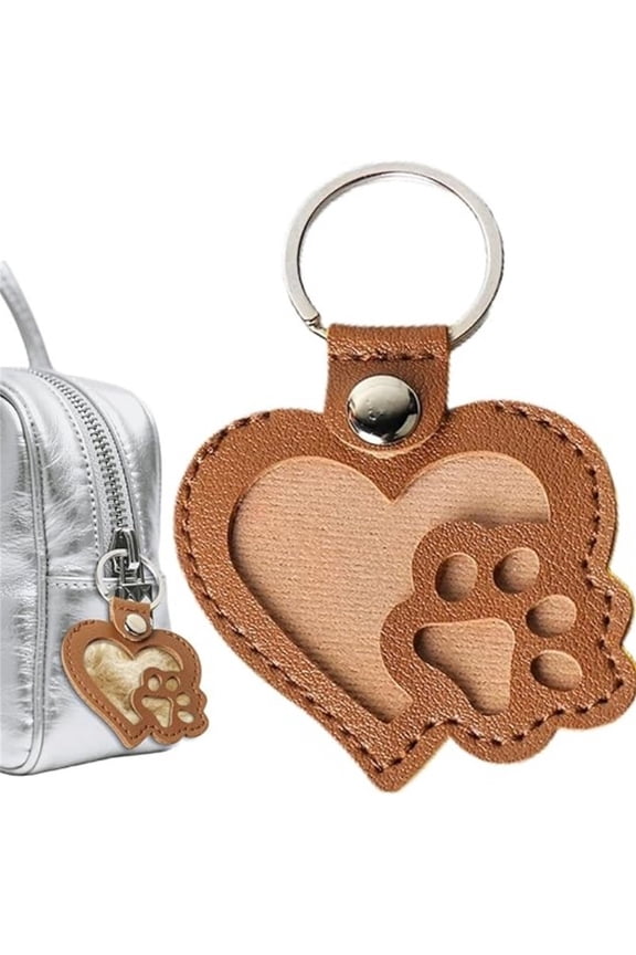 Pet Hair Keepsake Keychain, Usavan Cute Leather Paw Pet Memorial Keyring, Unique Dog Storage Pendant for Bag Purse Keys Collection