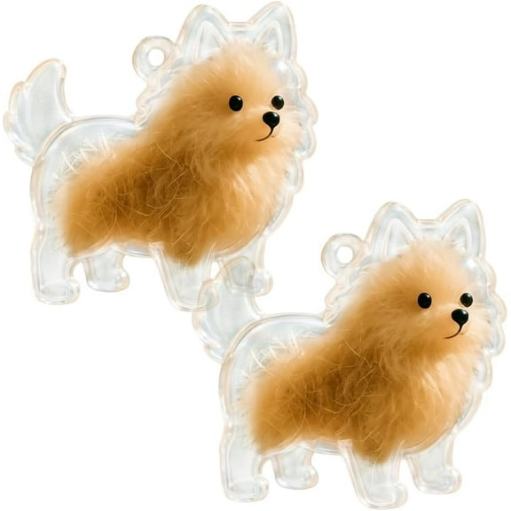 Pet Hair Keychain Memorial - Dog Fur Collector Keepsake Charm, Portable Dog-Shaped Storage for Dog Hair, Unique Gift for Pet Lovers (Pomeranian 2pcs)