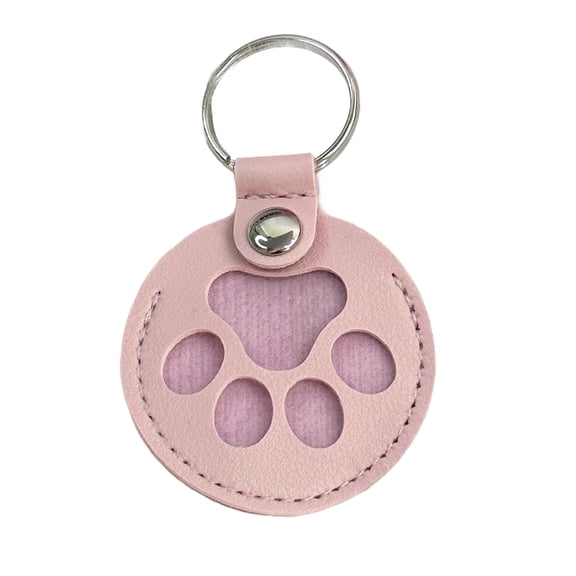 Pet Hair Memorial Keychain, Cat Paw Shaped Circular Transparent Design For Storing Pet Fur, Featuring Durable Leather-Like Material And Metal Keyring, Suitable For Pet Owners As