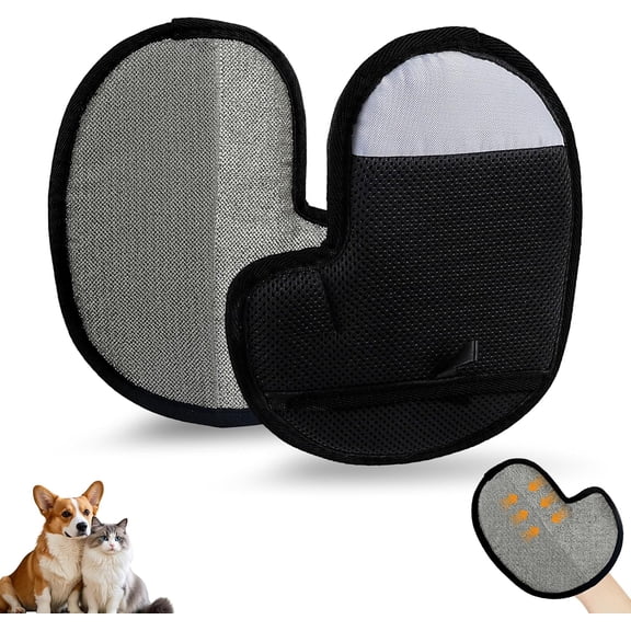 Pet Hair Removal Glove Electrostatic Pet Hair Remover for Cats & Dogs Reusable Brush Static Grooming Mitt for Couch Furniture Carpet Car Seat Curtain Gentle Pet Hair Removal Gloves
