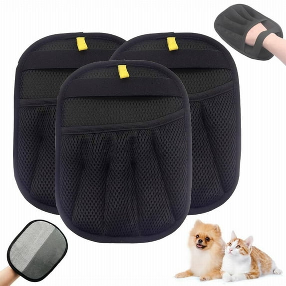 Pet Hair Removal Glove, Pet Hair Gloves for Cats and Dogs, Reusable Magic Five-Finger Brush Pet Hair Remover Tool for Laundry, Couch, Carpet, Car Seat, 3 Pack,6.88x9.37"