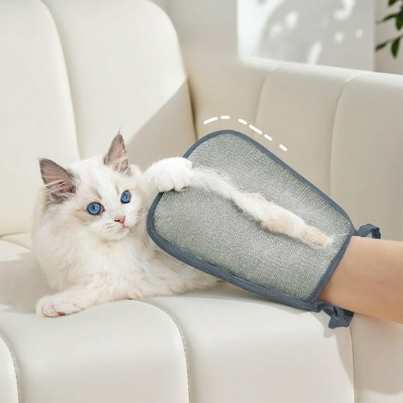 Pet Hair Removal Gloves Set of 1 Washable Deshedding Mitt for Grooming Cats and Dogs - Static Grip for Loose Fur(Gray)