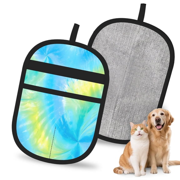 Pet Hair Removal Gloves Washable Static Grooming Tool For Dog Cat Hair Carpet Sofa Gap Car Seat Stairs Clothes Storage Loop Lightseagreen Tie-Dye Background Vibrant Colors And Swirling (2)