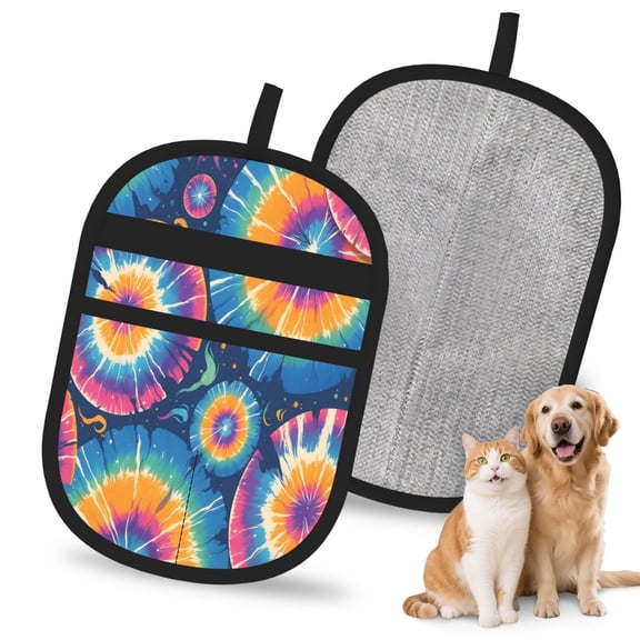 Pet Hair Removal Gloves Washable Static Grooming Tool For Dog Cat Hair Carpet Sofa Gap Car Seat Stairs Clothes Storage Loop Silver Tie Dye Vibrant Colors And Swirling Patterns