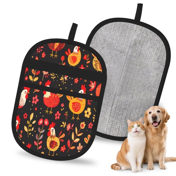 Pet Hair Removal Gloves Washable Static Grooming Tool For Dog Cat Hair Carpet Sofa Gap Car Seat Stairs Clothes Storage Loop Rooster And Flower