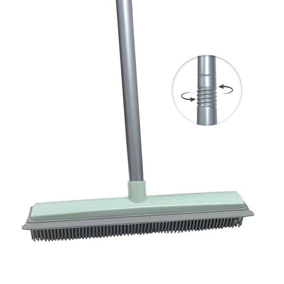 Pet Hair Removal Long Handle Carpet Rake Rubber Broom with Hair Removal Gloves,50'' Long Handle Dog and Cat Hair Remover Tool