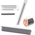 Pet Hair Removal Soft Silicone Bristle Broom with 47" Adjustable Long