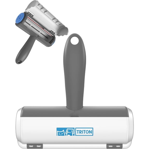 Pet Hair Removal Tool w/Fur Trapping Compartment and Detachable Handle, 60% Smaller Storage Size, Reusable Shedding Roller, Cat and Dog Hair Remover for Car, Furniture, Carpet (Gray/White)