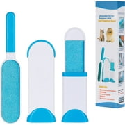 Pet Hair Remover for Couch Furniture Clothing Car Seat Lint Brush - Fur Remover - Fur & Lint Removal - Dog & Cat Hair Remover - Double-Sided Brush with Self-Cleaning Base Blue