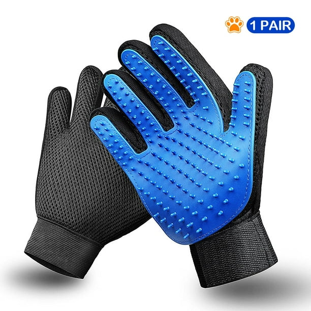 ILOVEMILAN Pet Grooming Gloves Pet Cleaning Massage Gloves Five Finger Design An Efficient Grooming Tool for Your Dog and Cat to Remove Hair Blue