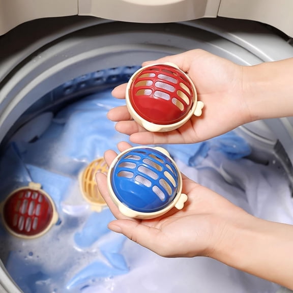 Pet Hair Remover Laundry Ball, 3 Pack Reusable Washing Machine Hair Catcher Laundry Ball, Reusable Clothes Anti-Winding Adsorption Hair Catcher Laundry Ball, Blue Red Yellow, 3.15 x 2.7 inches