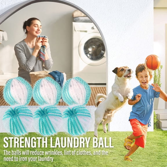 Pet Hair Remover Laundry Ball Hair Remover Washing Ball Reusable Dryer Ball Pet Hair Dryer Ball Hair Remover For Laundry Sky blue and white 12PCS