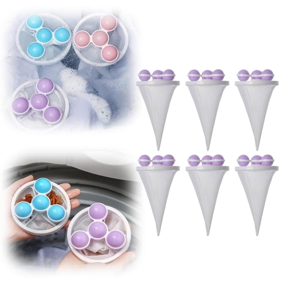 Pet Hair Remover for Laundry, Lint Catcher for Washing Machine, Floating Laundry Filter Bag, Cat Dog Hair Catcher with Fine Mesh for Laundry Debris Lint, 6*Laundry Balls