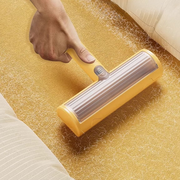 Pet Hair Remover,Rechargeable Lint Roller,Washable Clothes Fur Tool,Two-Way Sweeping,Large Capacity Storage,Silicone Pet Hair Getter for Furniture, Carpet, and Clothing, White and Yellow