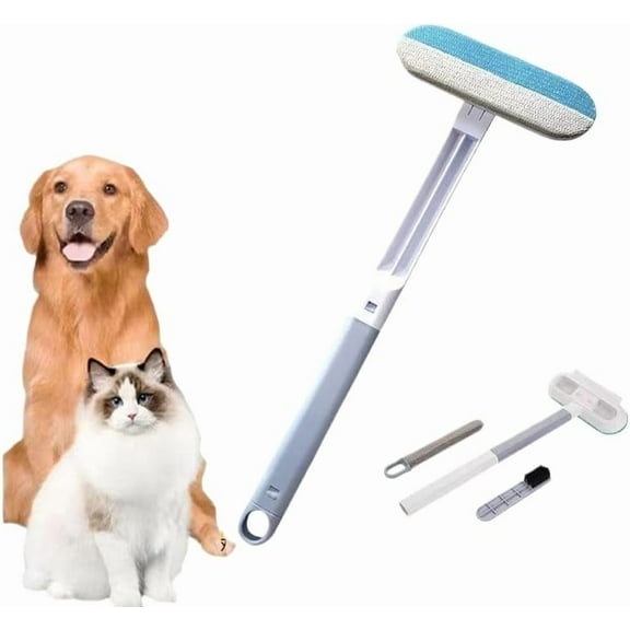 Pet Hair Remover and Reusable Cat and Dog Hair Remover, 4 In1 Pet Hair Removal Tool with Extra Long Handle, Multifunctional Remover for Dog, Cat Fur Remover Tool for Pet Hair
