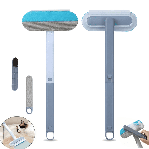 Pet Hair Remover Reusable Lint Brush, Multi Functional Cat Hair Removal Tool for Furniture Carpet Rug Glass – Includes 2 Hidden Small Brushes (1+2 Bonus)