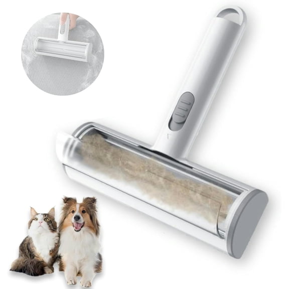 Pet Hair Remover and Reusable Lint Roller - Portable, Washable - Effective Dog and Cat Hair Remover for Couch, Carpet, Car Seat, Bed & Corner of Furniture, Perfect Pet Fur Removal Tool (Grey, Large)